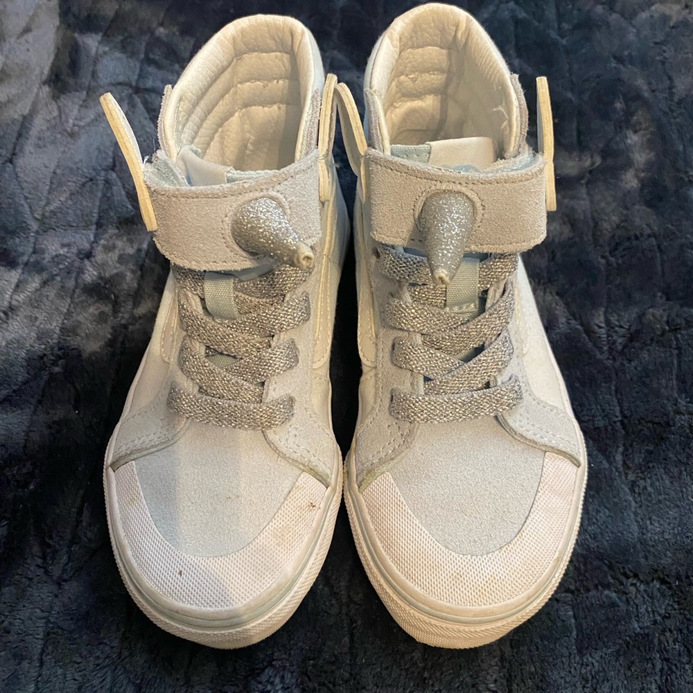 Vans White and Gray High-Top Sneakers with Velcro Strap
